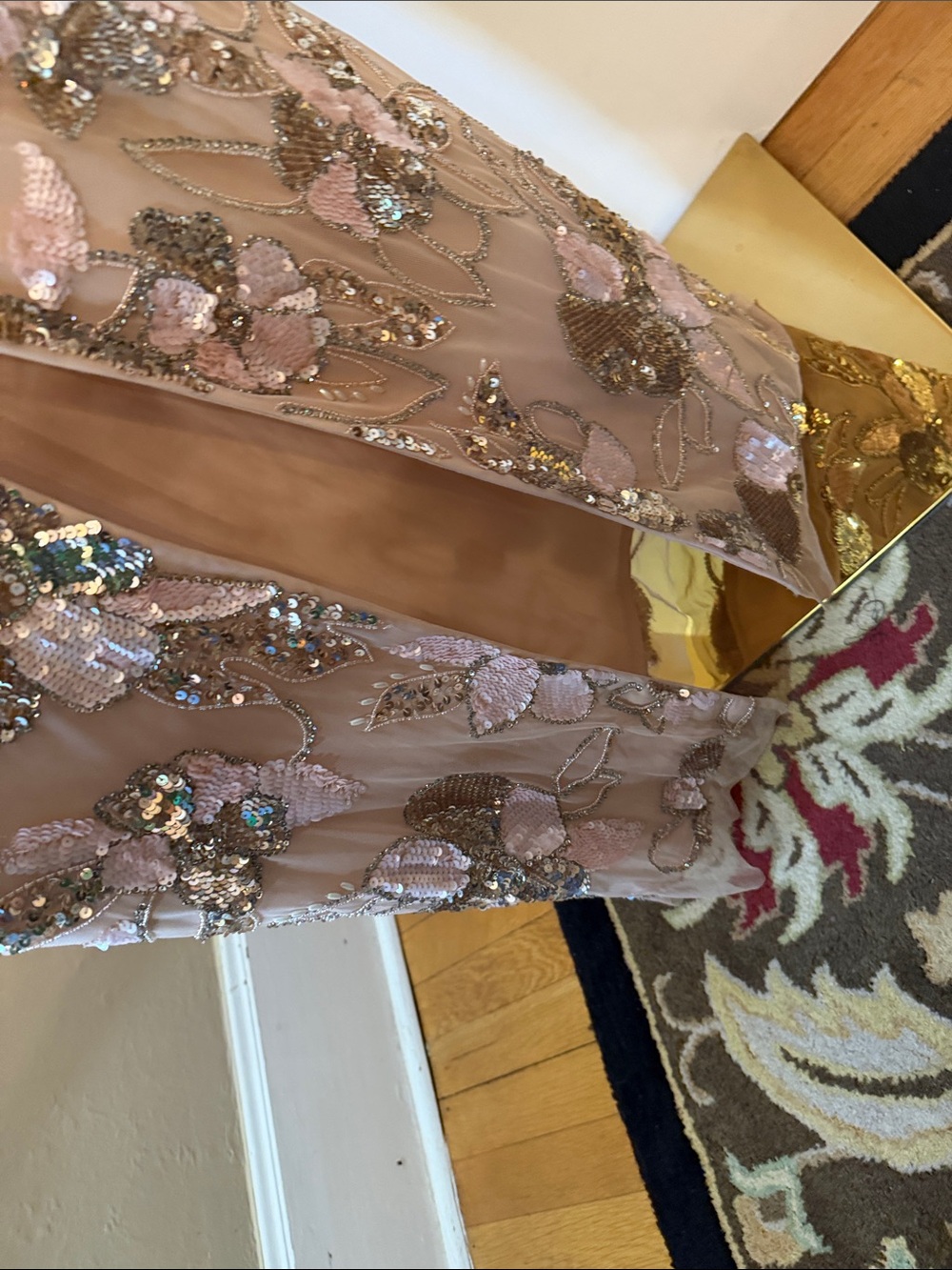 Aidan Mattox size 14 New w tags Floral  Beaded Sleeveless Gown blush pink - Picture 11 of 12